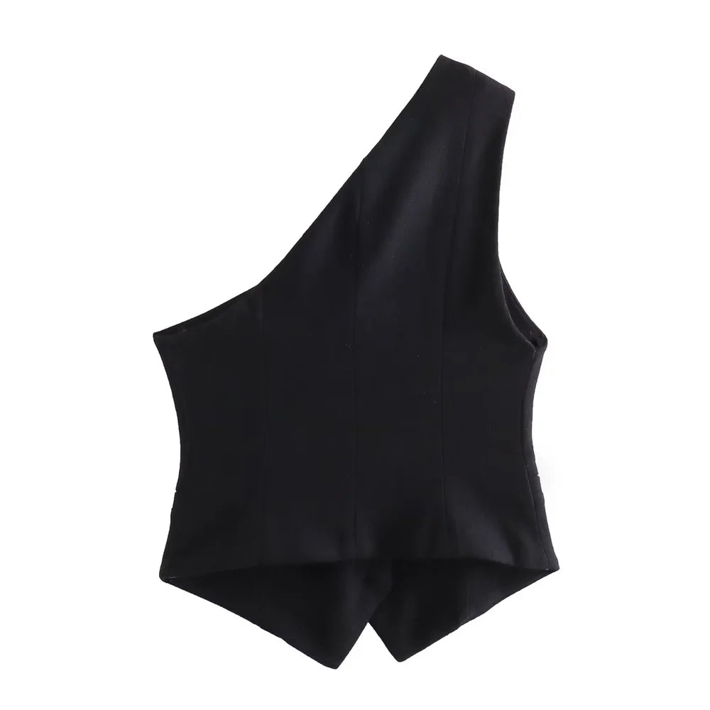 UNIZERA 2023 Autumn/Winter New Product Women's New Fashion Style Asymmetric Tank Top Slim Fit Wrap Hip Half Skirt Set