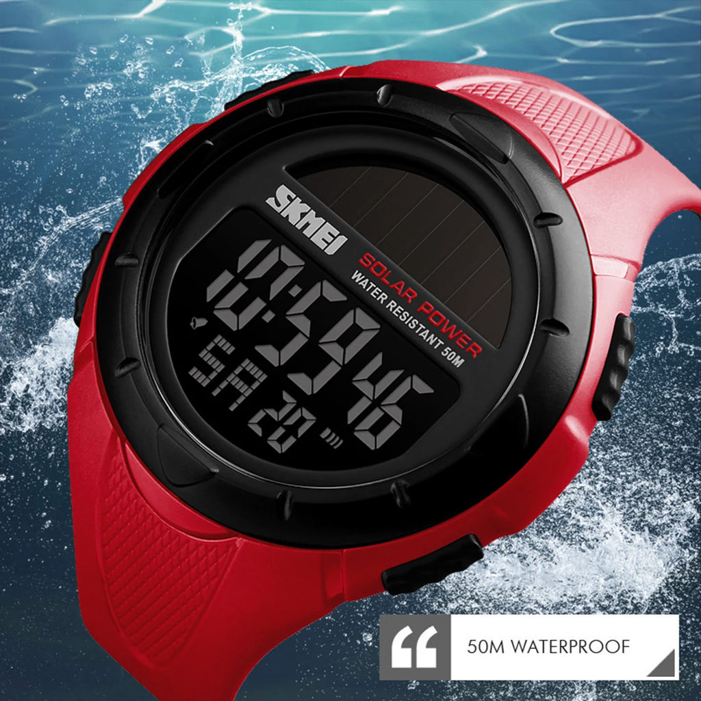 SKMEI Mens Wristwatches Solar For Power Enviormentally Alarm Male Clock reloj hombre Men Luminous Watches Sport Digital