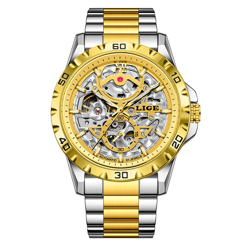 2025 LIGE New Automatic Watches Men Fashion Sports Luxury Mens Watch Waterproof Luminous Tourbillon Mechanical Wristwatch Reloj