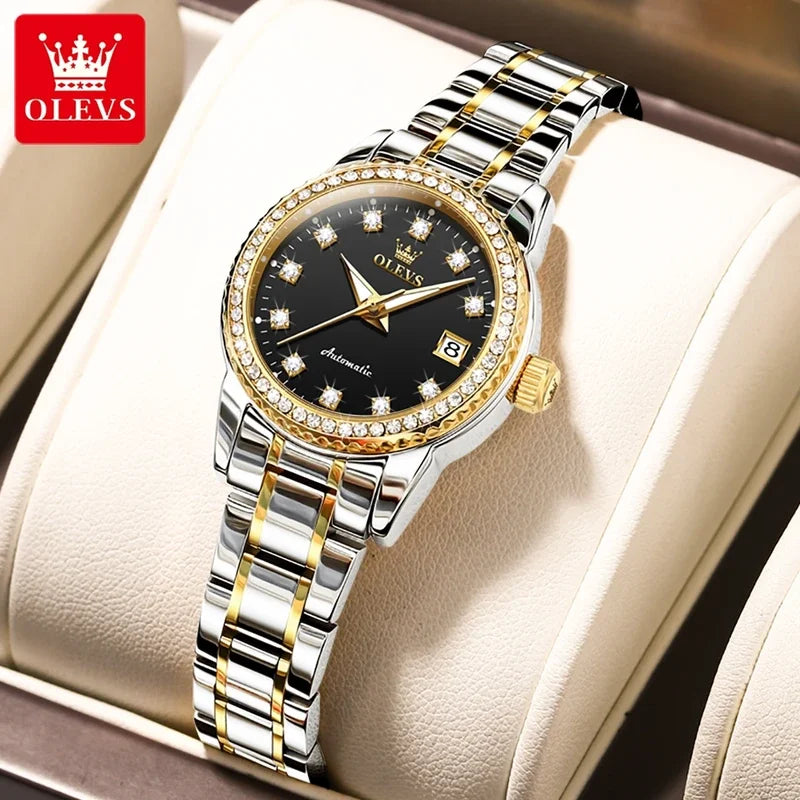 OLEVS-7003 Automatic Mechanical Watches Women Waterproof Luminous Calendar Women Wrist Watch Luxury Watch 2023