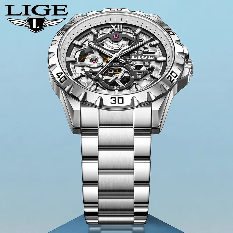 2025 LIGE New Automatic Watches Men Fashion Sports Luxury Mens Watch Waterproof Luminous Tourbillon Mechanical Wristwatch Reloj