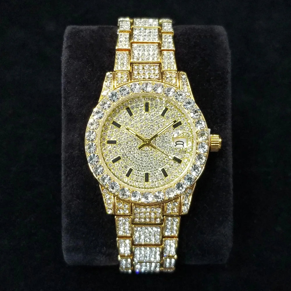 Classic Luxury Diamond Watches Women Fashion Bling Quartz Wristwatch Stainless Steel Iced Out Wedding Dress Accessories Watch