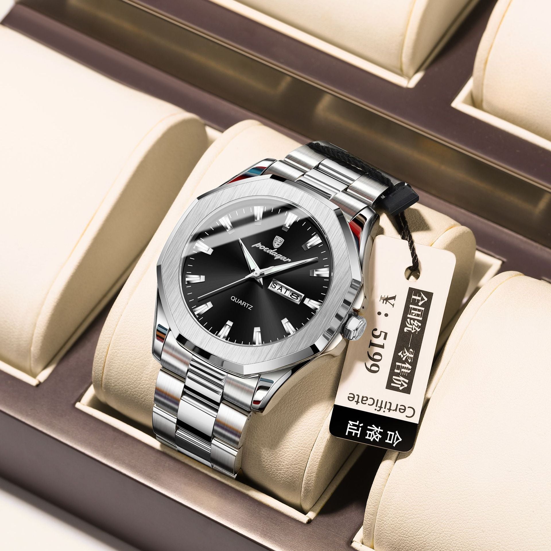 Premium Men's Steel Strap Quartz Watch - FREDLOX Luxury Timepiece